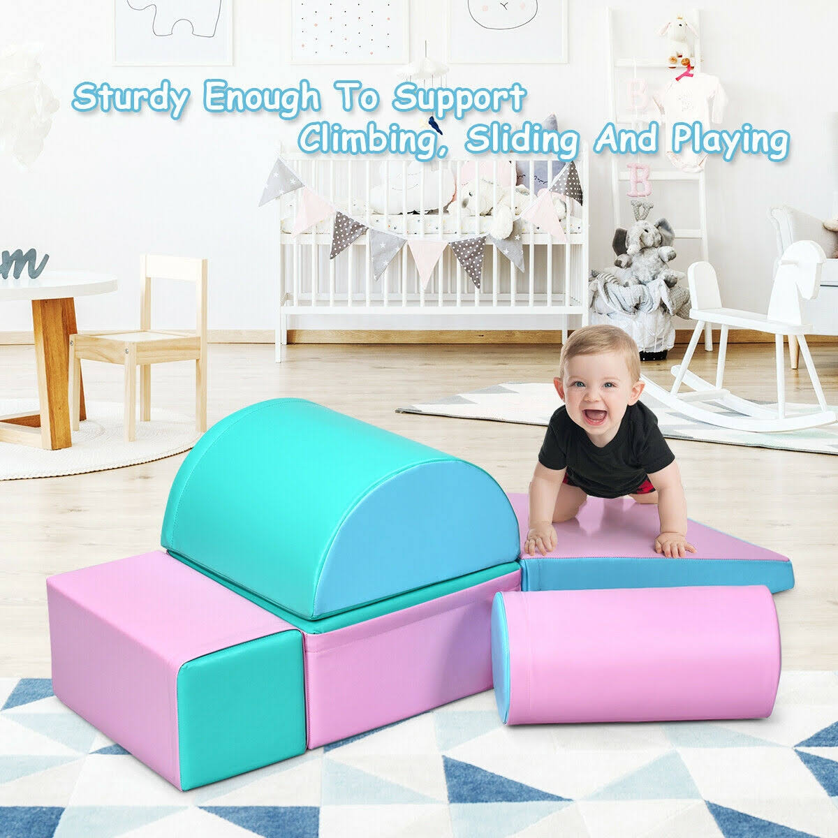 5-Piece Climb Activity Play Foam Blocks Pink G51029