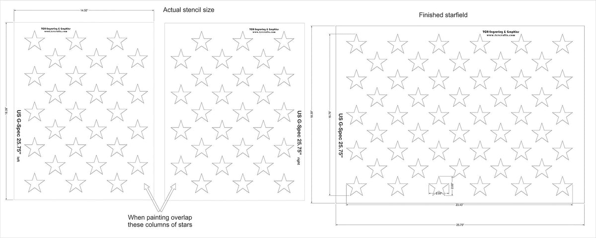50 Star Field Stencils 2 Pc Set 14 Mil 25.75"L K283
