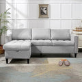 Reversible 3 Seat L Shaped Sectional Sofa Bed with Ottoman Chaise Beige H340