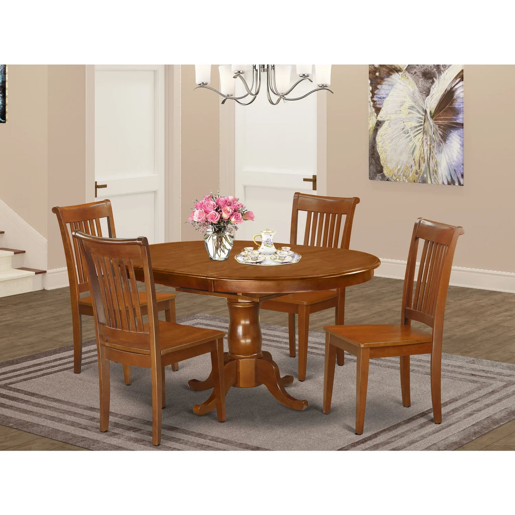 Oval Dining Table with Leaf & 4 Chairs T339