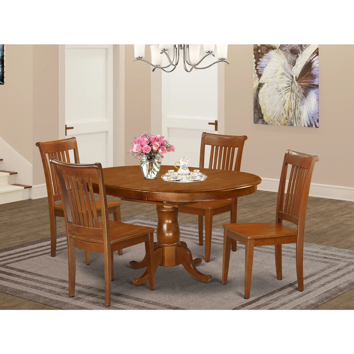 Oval Dining Table with Leaf & 4 Chairs T339