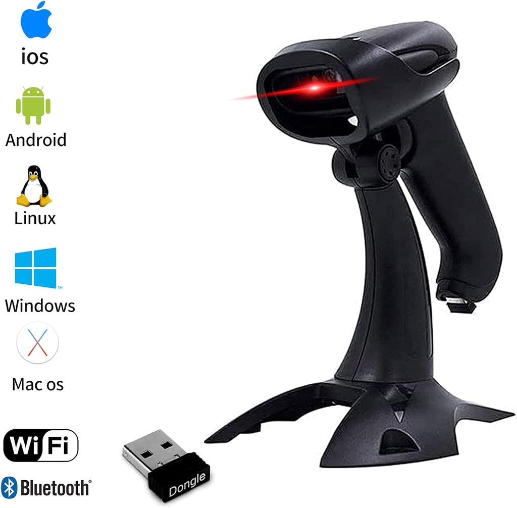 2 Pack Wireless 2D Barcode Scanner with Stand, USB Wired Handheld Bar Code Reader U861