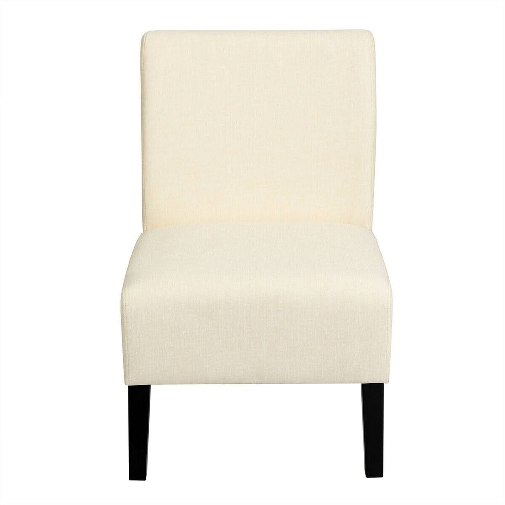 Beige Armless Accent Chair with Rubber Wood Legs L458
