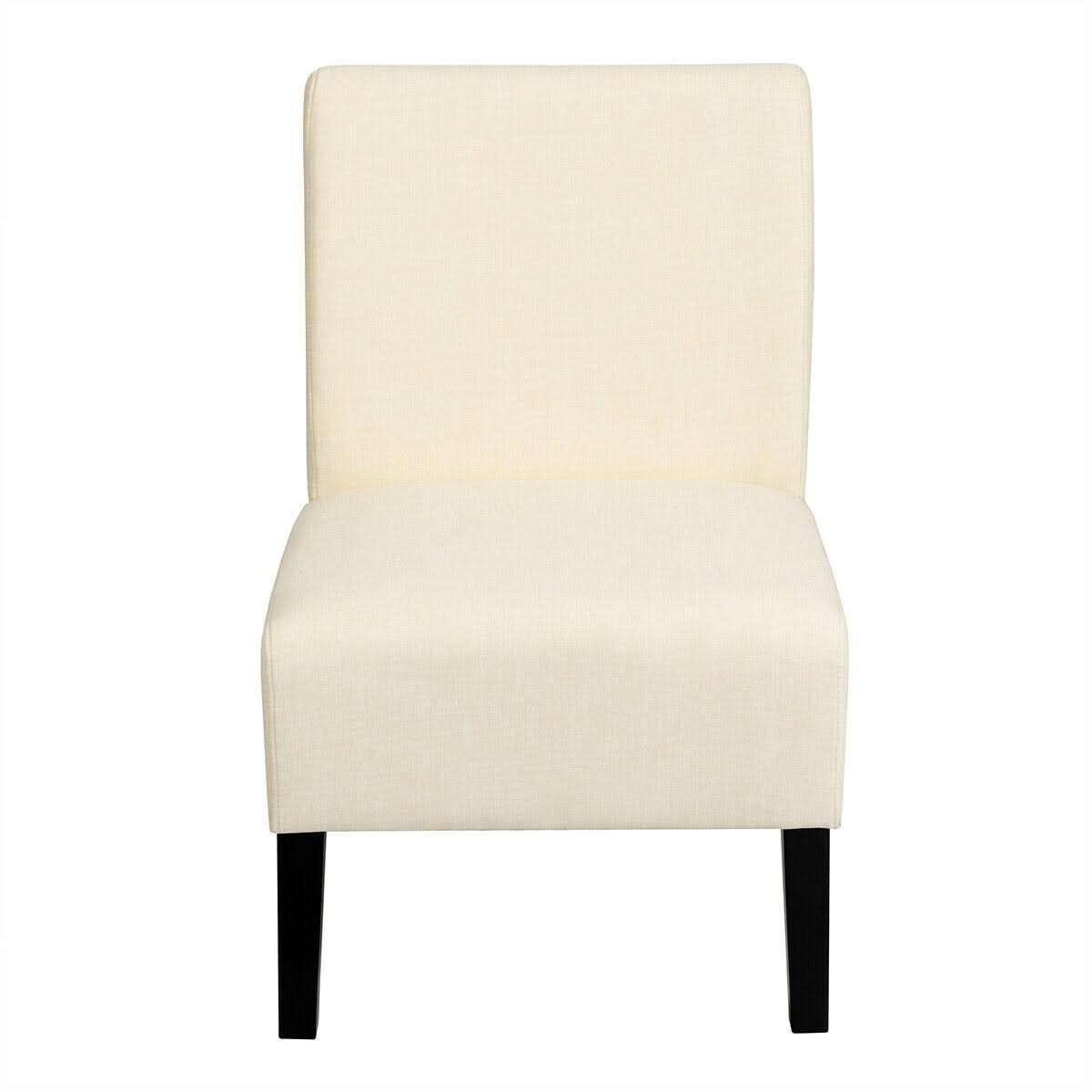 Beige Armless Accent Chair with Rubber Wood Legs L458