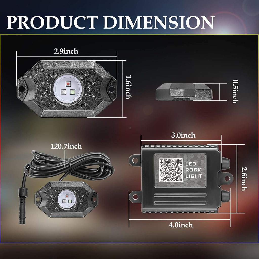 Multicolor LED Rock Light Kit with Bluetooth Controller E83686