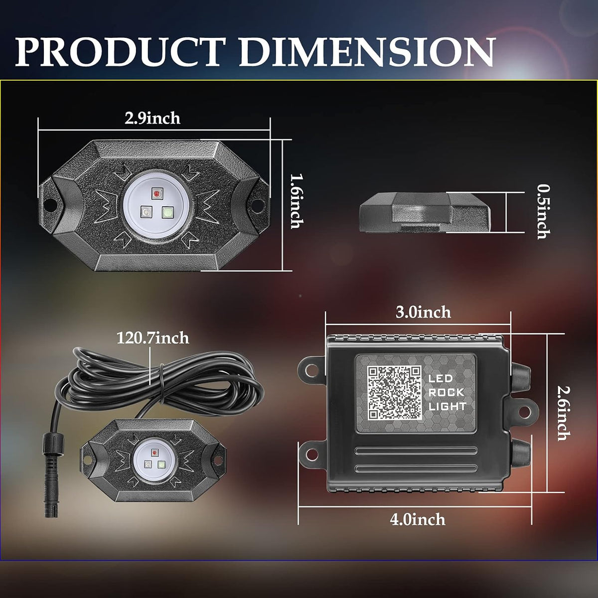 Multicolor LED Rock Light Kit with Bluetooth Controller E83686