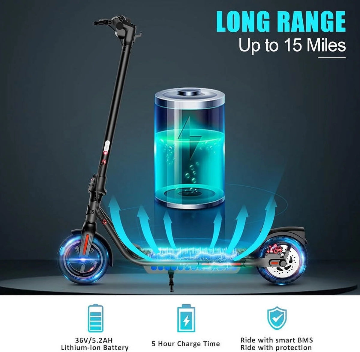 Electric Kick Scooter 300W Motor 8.5 Tires Portable Folding E440874