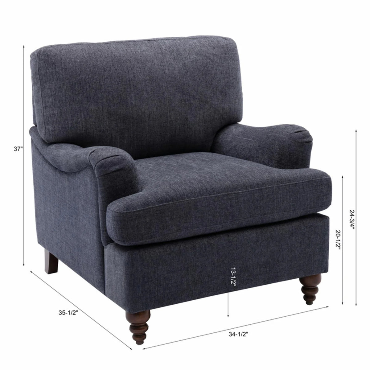 Navy Blue Polyester Fabric Upholstered Arm Chair I607