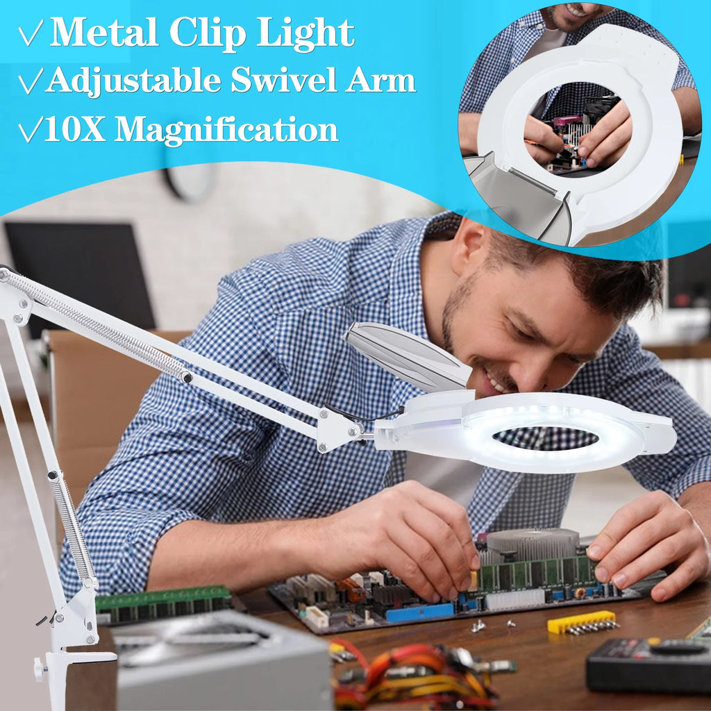 5-10X LED Magnifying Desk Lamp with Clamp V9153