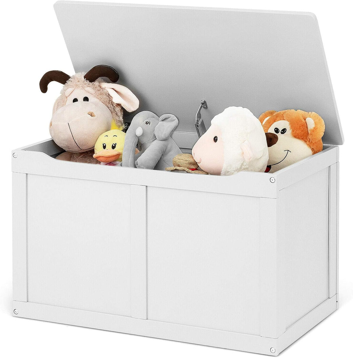 White Wooden Kids Toy Storage Chest with Flip-Top Lid L9009