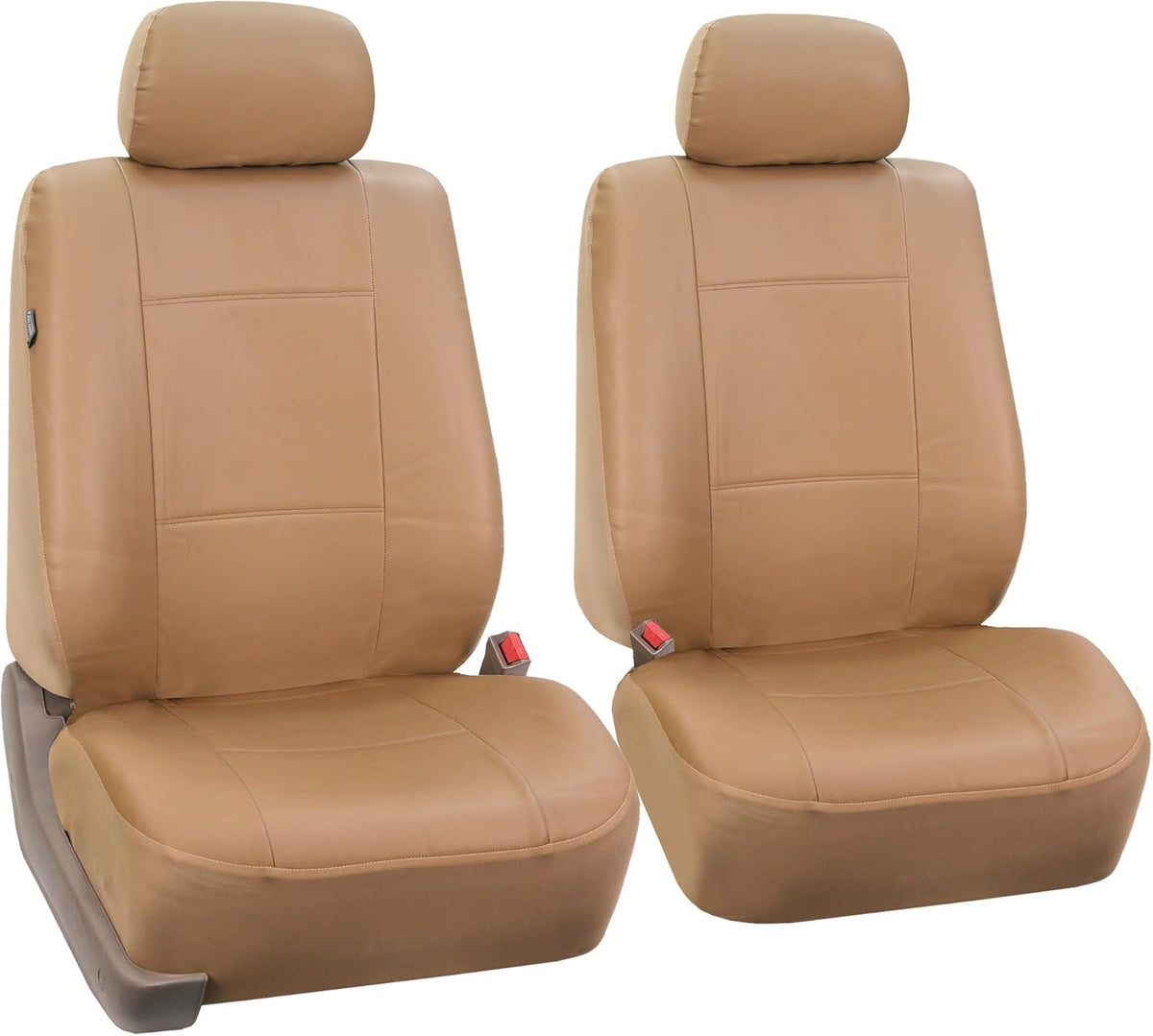 Tan PU Leather Car Front Bucket Seat Covers J61224