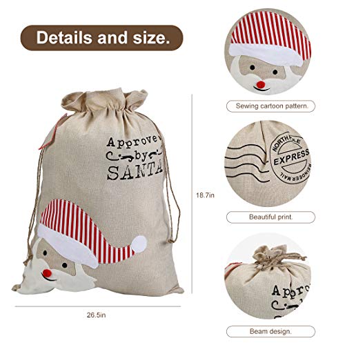 2 Pack Christmas Stripe Canvas Santa Sack with Drawstring C4036