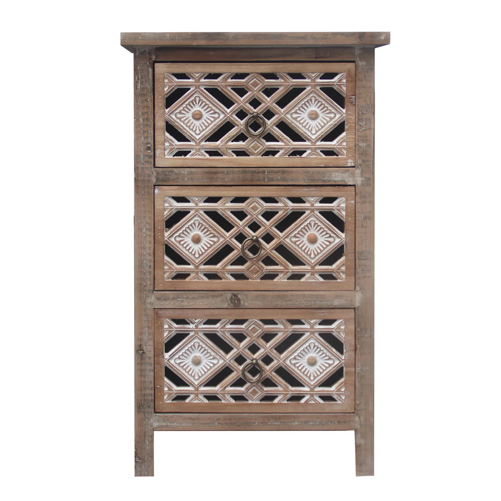 Farmhouse Wood Storage Cabinet with 3 Drawers E7228