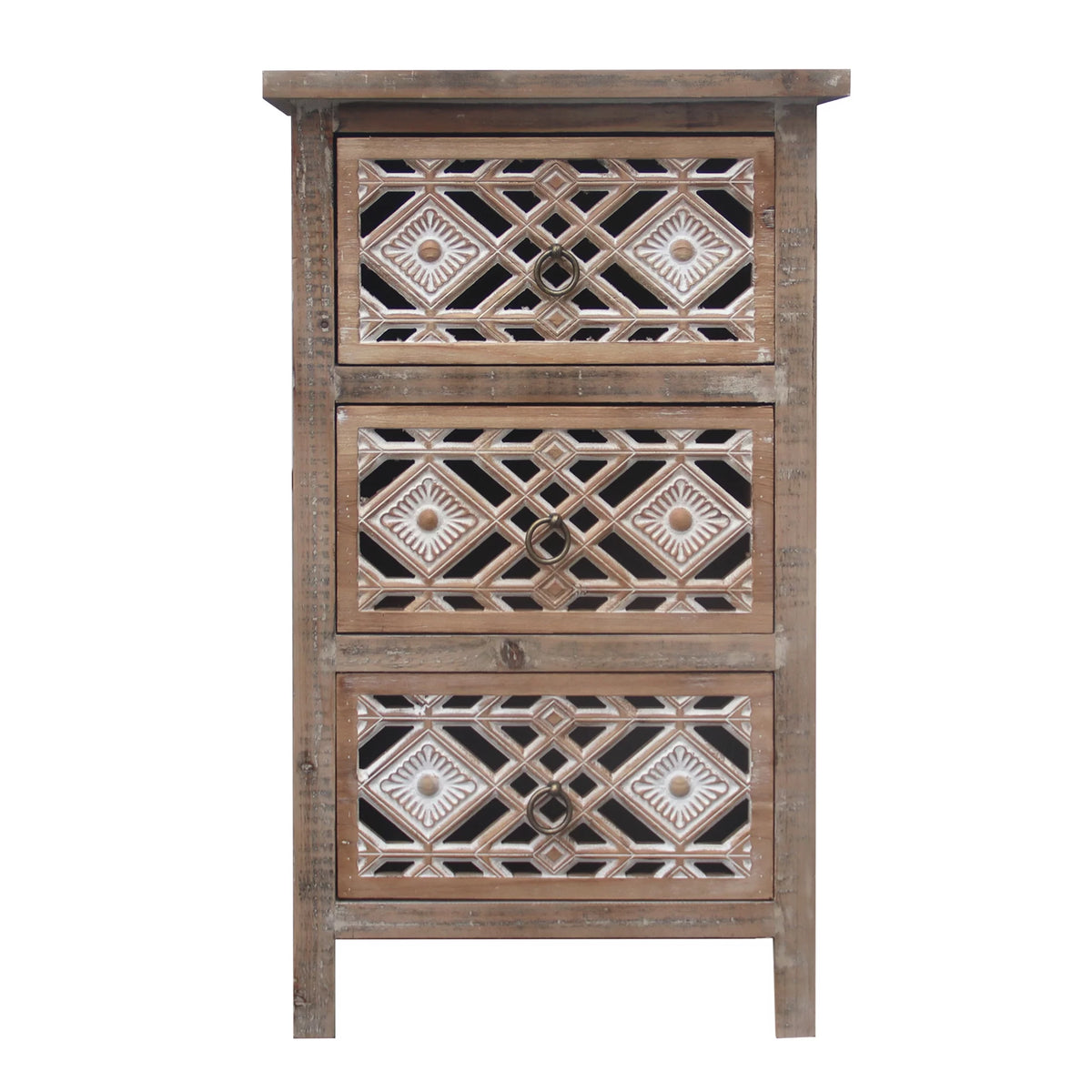 Farmhouse Wood Storage Cabinet with 3 Drawers E7228