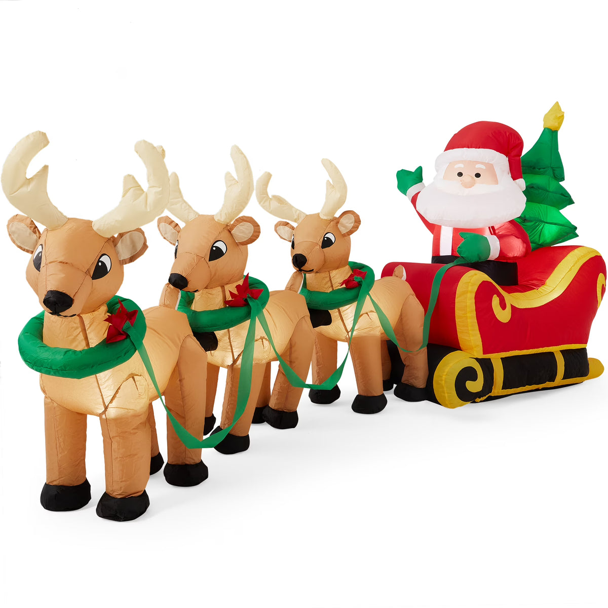 Lighted Inflatable Christmas Santa Claus & Reindeer W5761