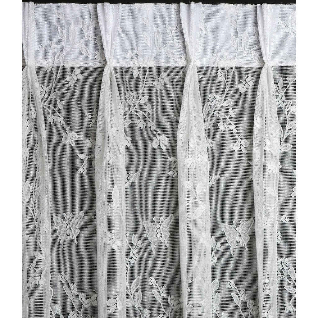 Ivory Lace Pinch Pleated Short Curtain Pair 52"w x 36"l T19902