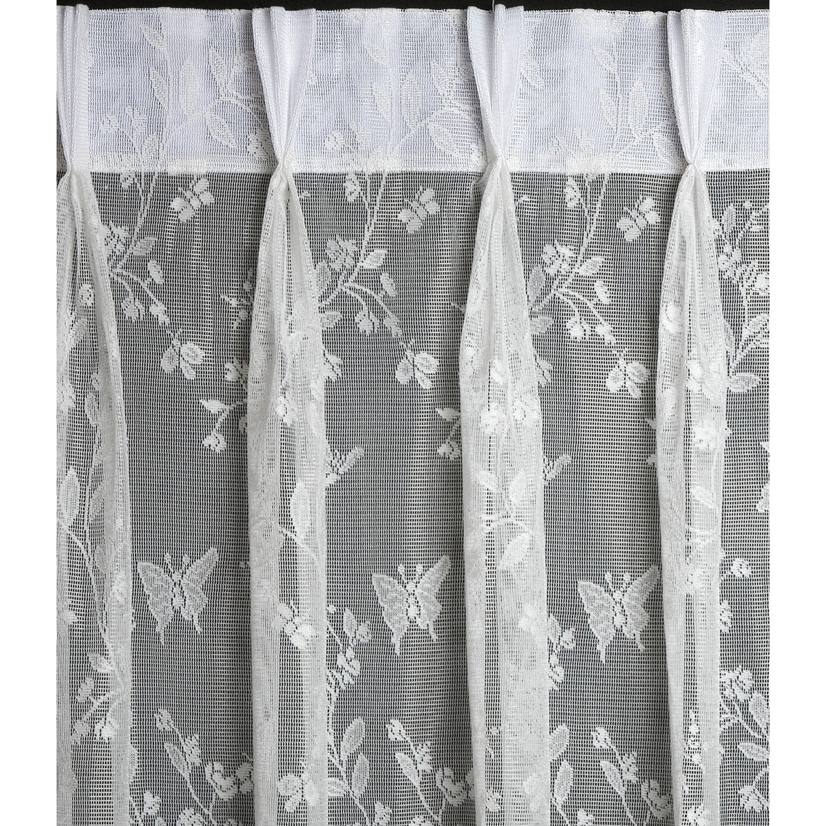 Ivory Lace Pinch Pleated Short Curtain Pair 52"w x 36"l T19902