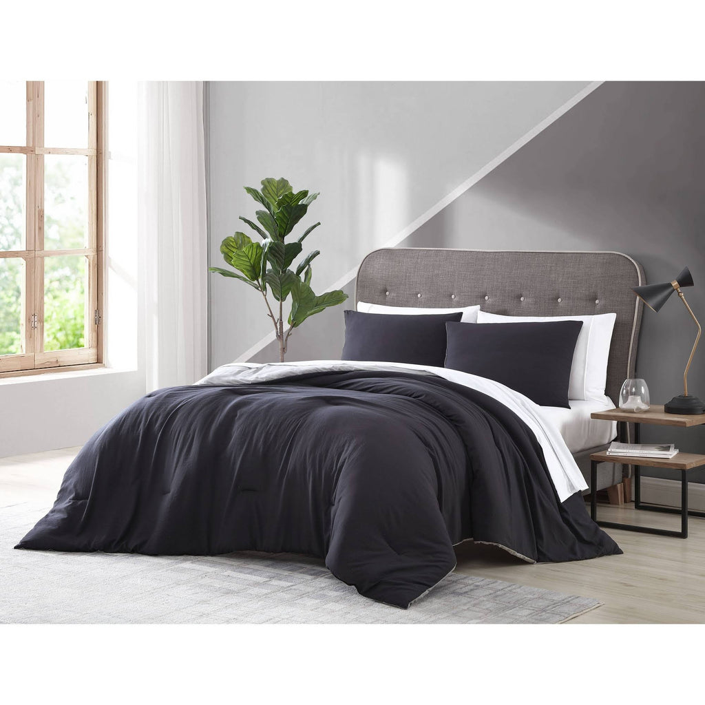 Twin Enzyme Washed 5-Pc. Bed Set Black/Grey T938869