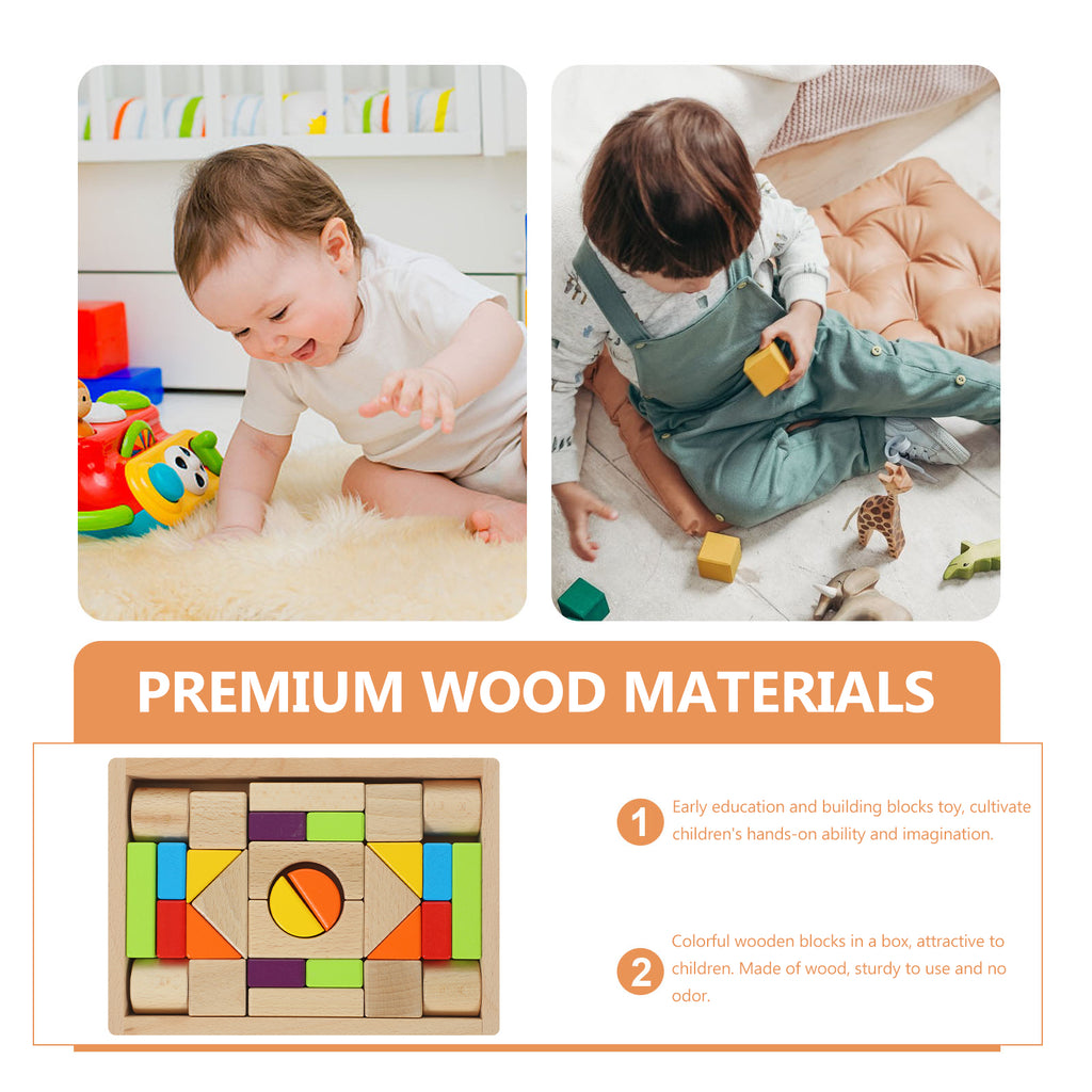 30 Pcs Wooden Building Blocks Stacking Toy B32230