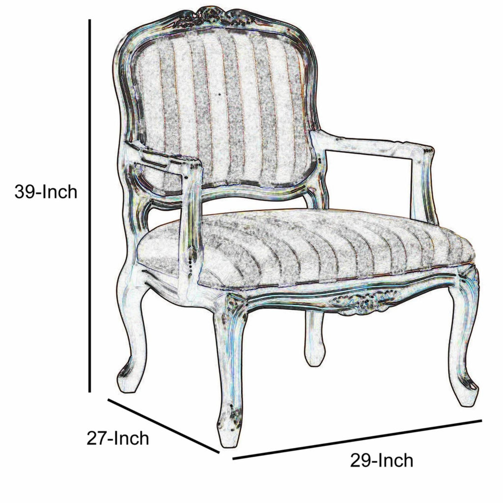 Traditional Fabric Upholstered Arm Chair with Carving Q51604