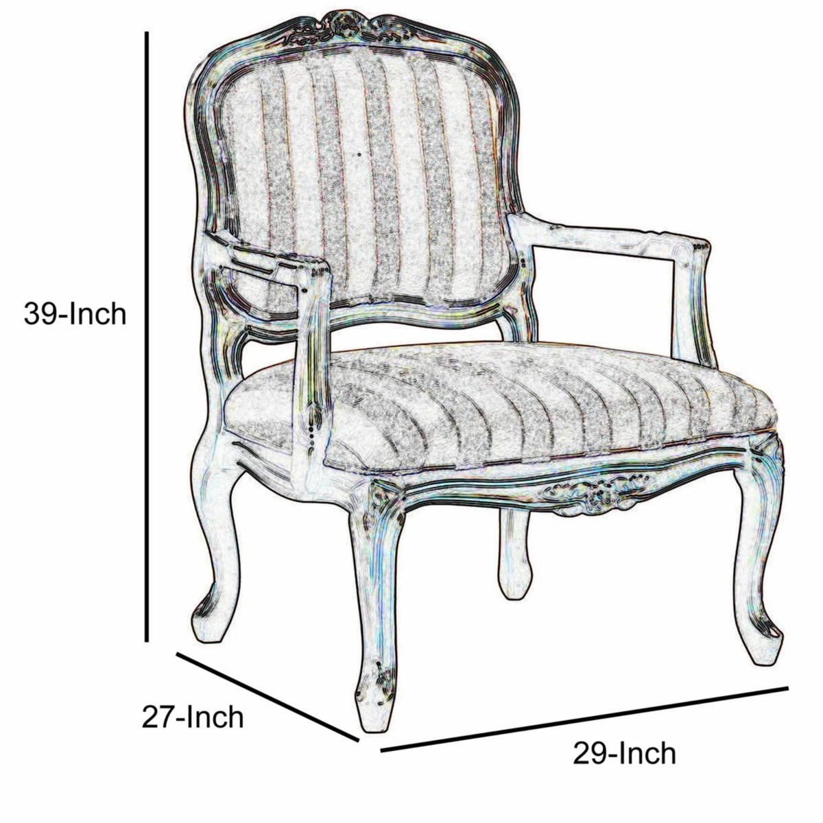 Traditional Fabric Upholstered Arm Chair with Carving Q51604